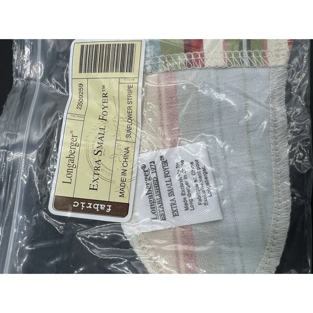 🌻 Longaberger Extra Small‎ Foyer Basket Liner – Sunflower Stripe – NIP